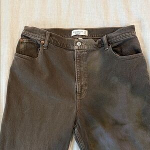 A&F chocolate brown acid wash Denim Jeans ultra high rise the 90’s straight